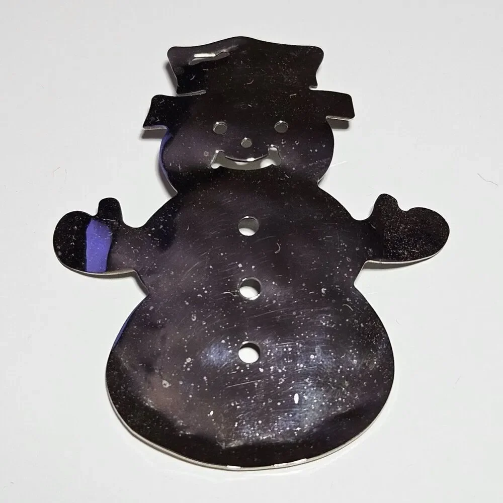 Vintage Silver Tone Shiny Frosty Snowman Brooch
